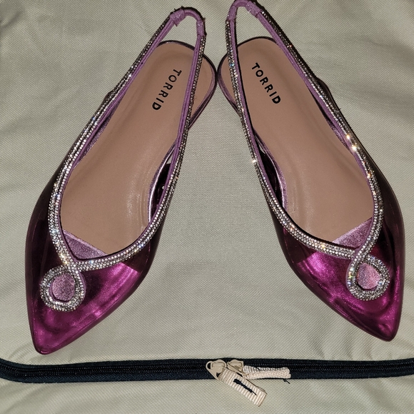 NEW NWT Torrid Plus Size Purple Sling Back  Flats Elegant Design Sz 10 1/2 WW - Picture 1 of 3